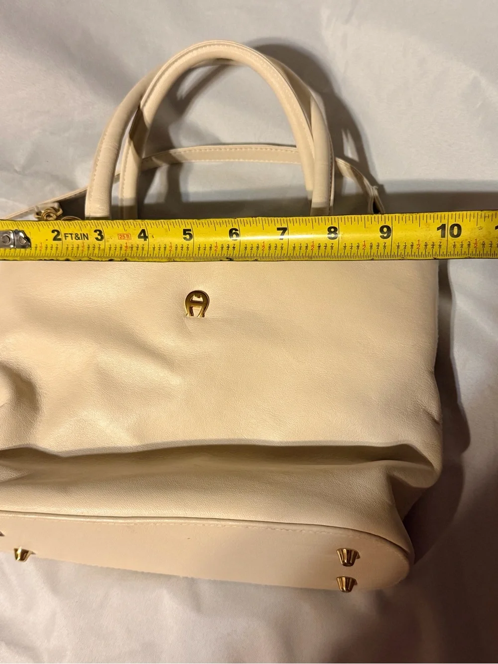 Vintage Etienne Aigner Ivory Genuine Leather Mini Satchel crossbody purse